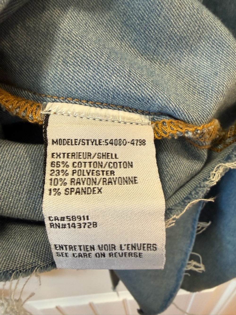 Tribal Light Blue Denim Jean Jacket with Chest Pockets - Picture 5 of 5